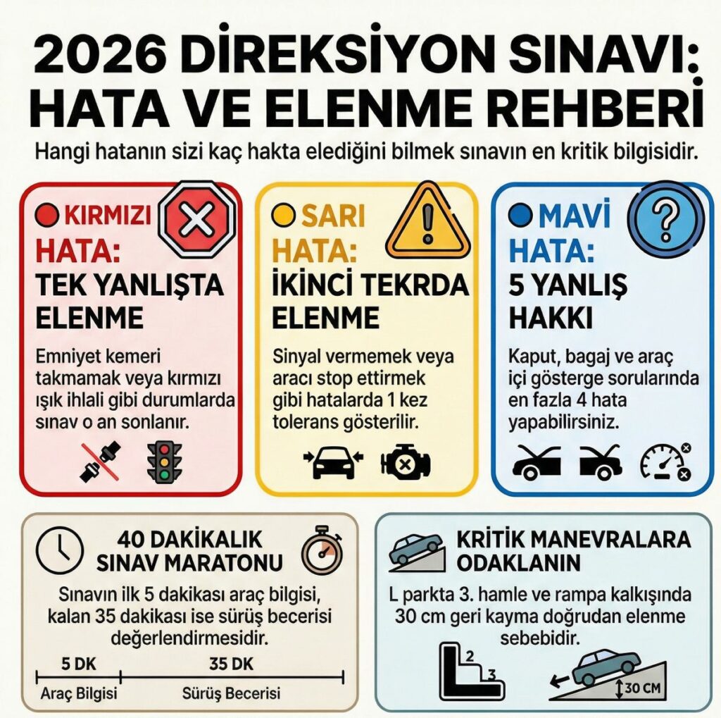 Diyarbakır ehliyet kursu Direksiyon sınavında yapılan hatalar