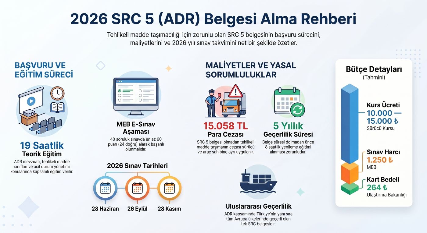 SRC 5 belgesi Diyarbakır ADR tehlikeli madde taşımacılığı eğitim ve sınav süreci