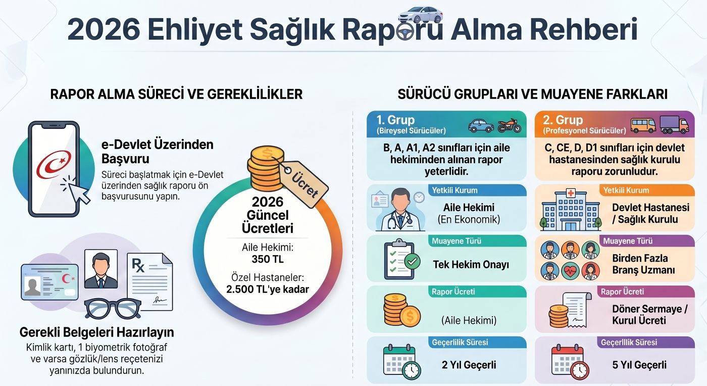 ehliyet sağlık raporu 2026 sürücü olur raporu nereden alınır