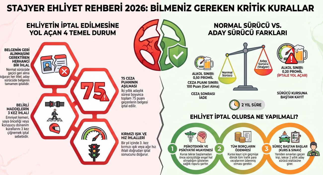 stajyer ehliyet kuralları 2026 aday sürücü ceza puanı rehberi