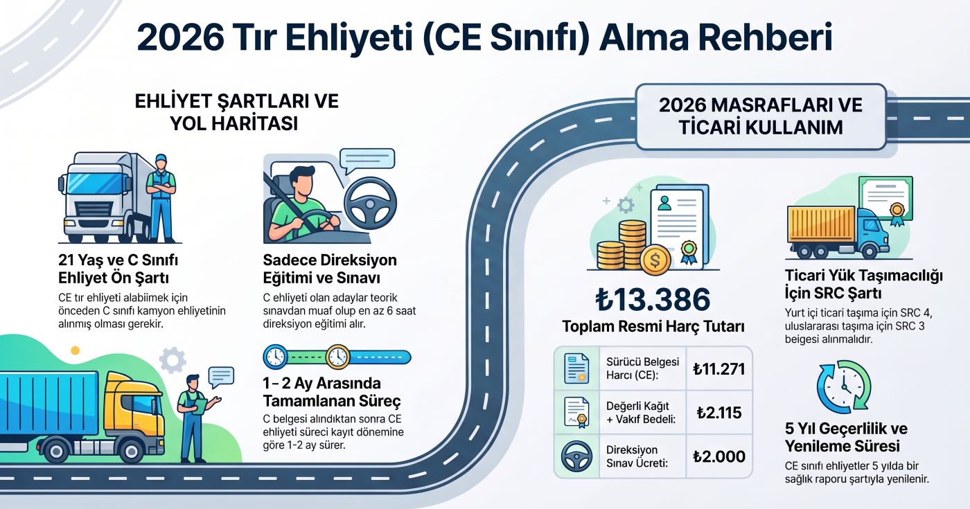 Tır ehliyeti yaşı 21 ve CE sınıfı şartları 2026 - Dikkat Sürücü Kursu Diyarbakır
